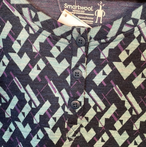 Smartwool 250 Long Sleeve Thermal Baselayer Henley 100% Merino Wool - Picture 2 of 5